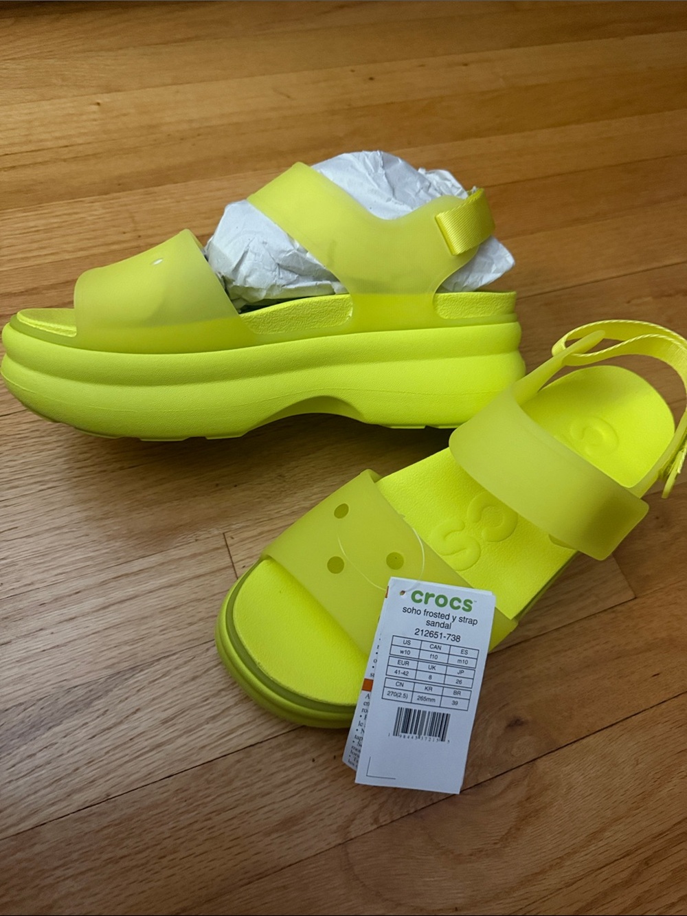CROCS Soho Frosted Strap Platform Sandal - Neon Yellow
